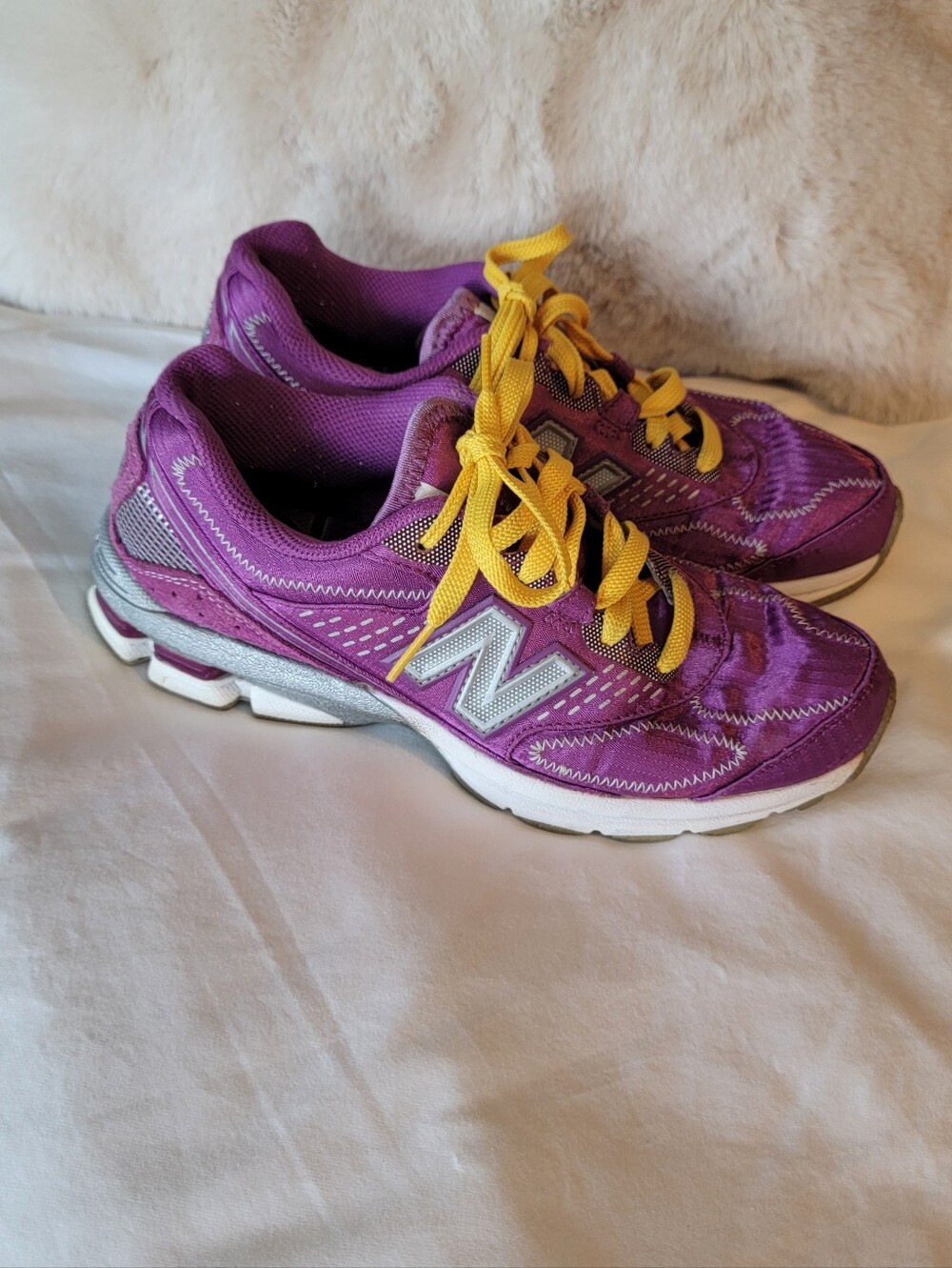 NEW BALANCE Purple With Yellow Accent Sneakers